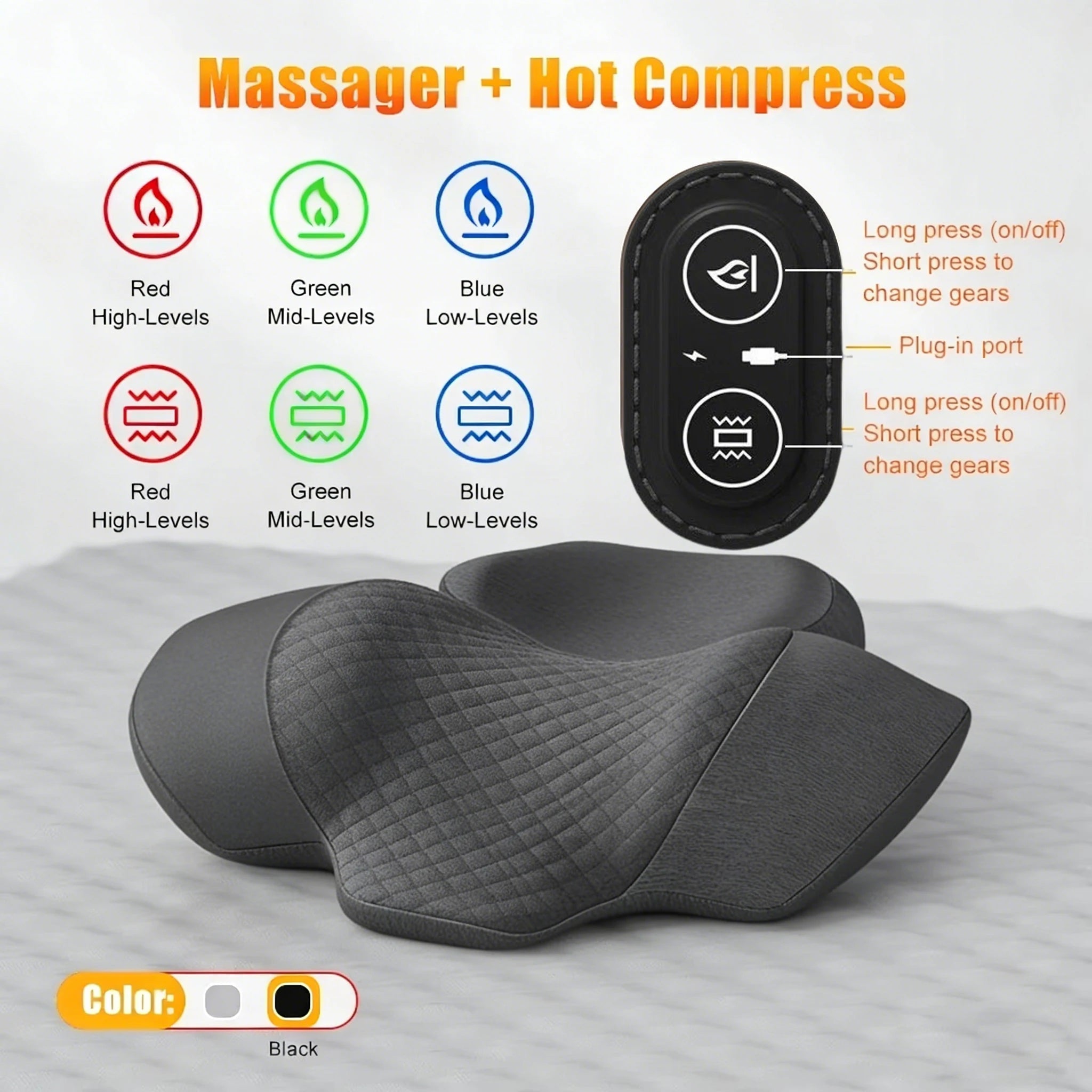 Electric Neck Massager Pillow Cervical Stretcher Heating Vibration Massage Back Traction Orthopedic Sleeping Pillows Support Quick Pick Grocers